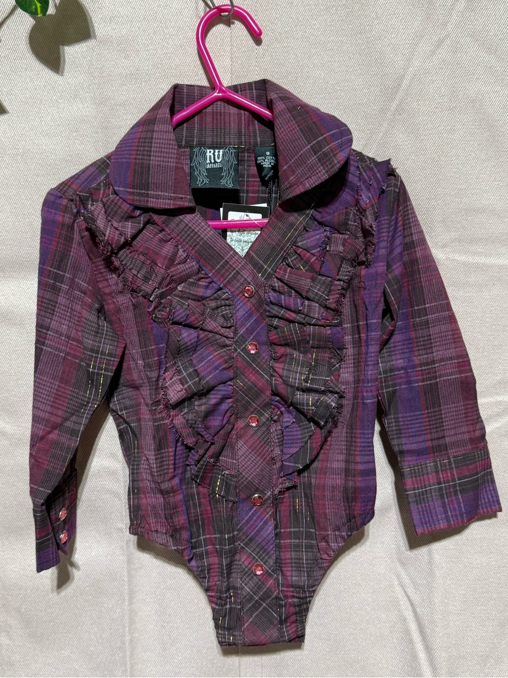 RU baby ruffle cowgirl bodysuit 9m